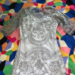 Sage Sheer Appliqué Dress